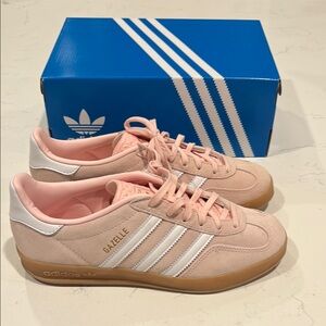 Adidas Gazelle Women's Pink and White Sneakers size 7.5 in box
